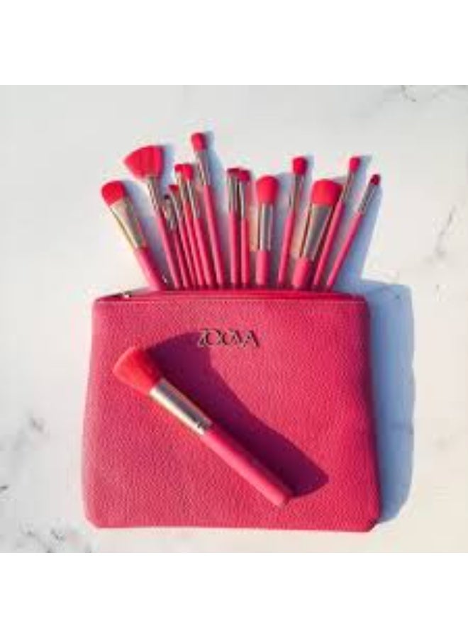 زويفا مجموعة فرش مكياج احترافية من 15 قطعة مع حقيبة سفر - مجموعة فرش تجميل كاملة للوجه للأساس وظلال العيون وأحمر الخدود والكونتور والمزيد - شعيرات صناعية ناعمة - Image 2