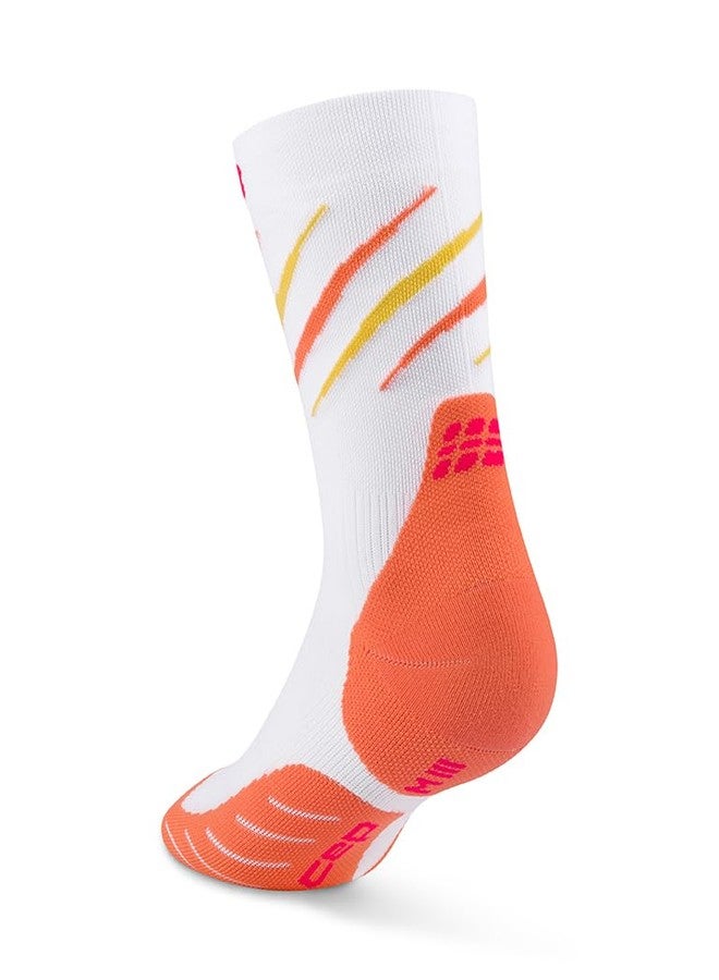 CEP Core Run Claw Mid Cut Socks, White/Coral, Unisex, MD - Image 5