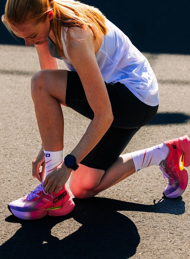 CEP Core Run Claw Mid Cut Socks, White/Coral, Unisex, MD - Image 2