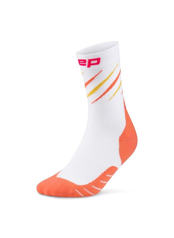CEP Core Run Claw Mid Cut Socks, White/Coral, Unisex, MD - Image 4