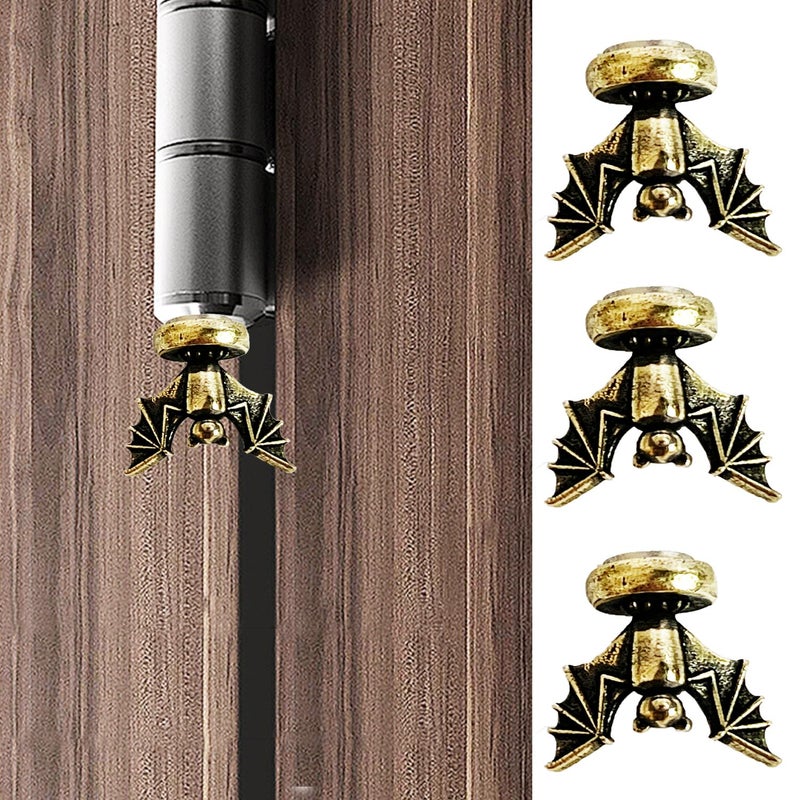 SWNACOR 3 Pcs Brass Bat Hinge Heads Decorative Topper, Magnetic Hinge Head Toppers, Fun Bat Gifts for Women Mom Grandma Wife, Vintage Statue Home Decoration - Image 1