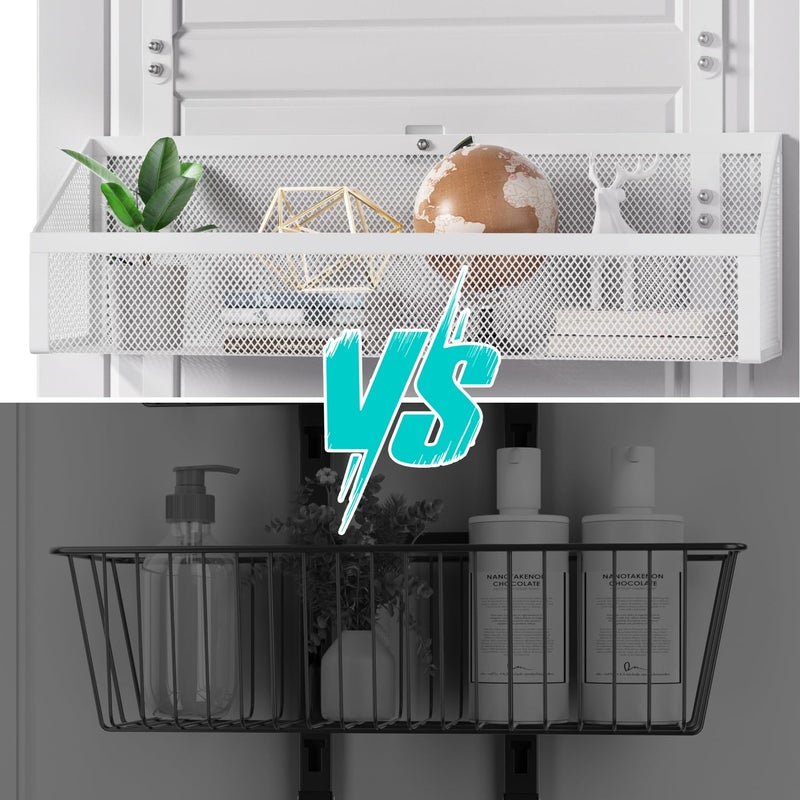 Upesitom Over Door Hook Organizer 12 Hook Over The Door Organizer with 3 Mesh Baskets - Back of Door Storage Towel Rack Space Saving Storage Organizer for Bedroom, Bathroom, Kitchen, Pantry, White - Image 5