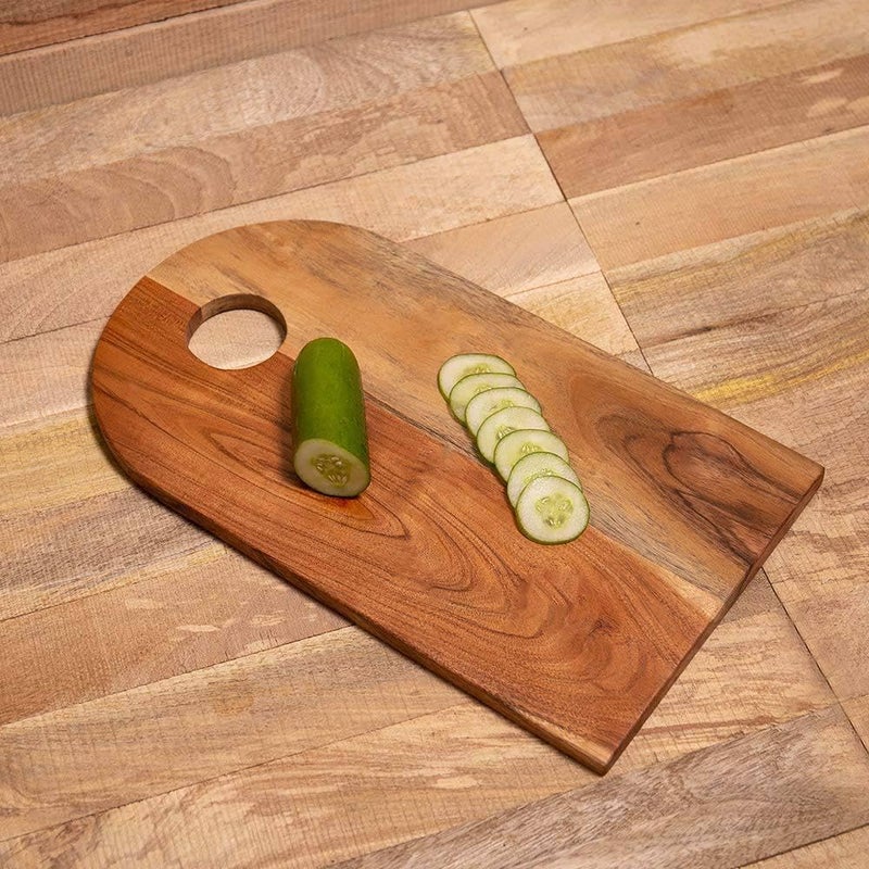 Wooden Palm Wooden Palm Acacia Wood UShaped Brown Wooden Chopping Board Cutting Board for Vegetables Meat Fish Fruit and Cheese 16 x 9 Inch  - Image 1