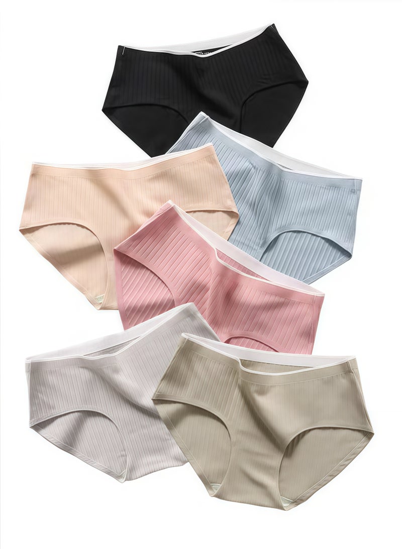 B.JOBSEN 6-piece set of cotton breathable bikini low-rise fashion women's thick panties  - Image 1