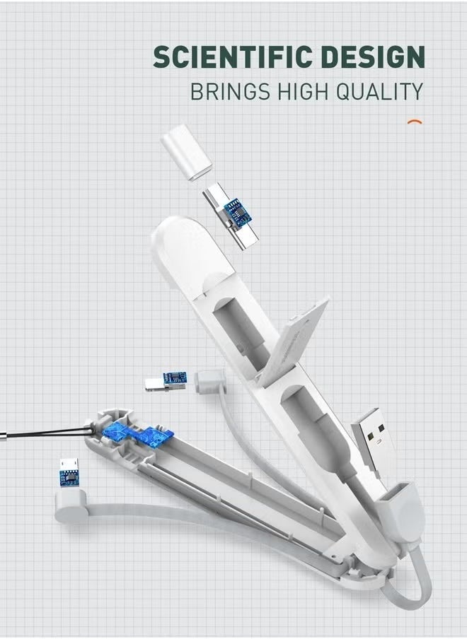 Gravity 3 In 1 Fast Charging Short Cable with Storage Box ‚Äì Compact White Type-C Connector Cable Supporting 3.8A Current for Rapid Charging, Compatible with Smartphones, Tablets, and More, Durable Design for Travel and Everyday Use - Image 5