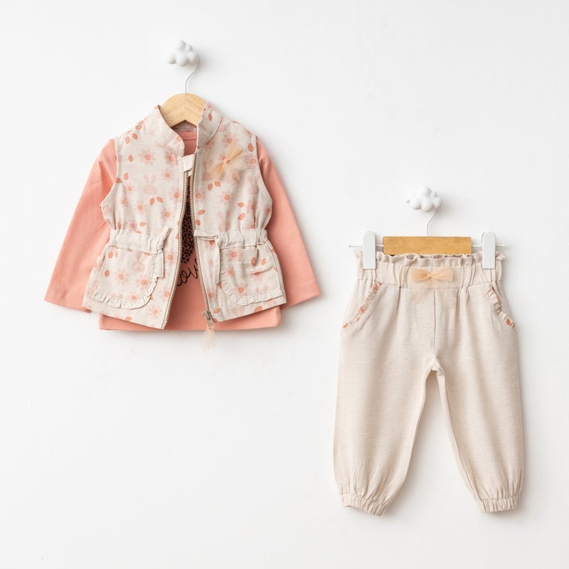 FOR MY BABY Baby Fou Floral Print Vest 3 Piece Set - Image 1
