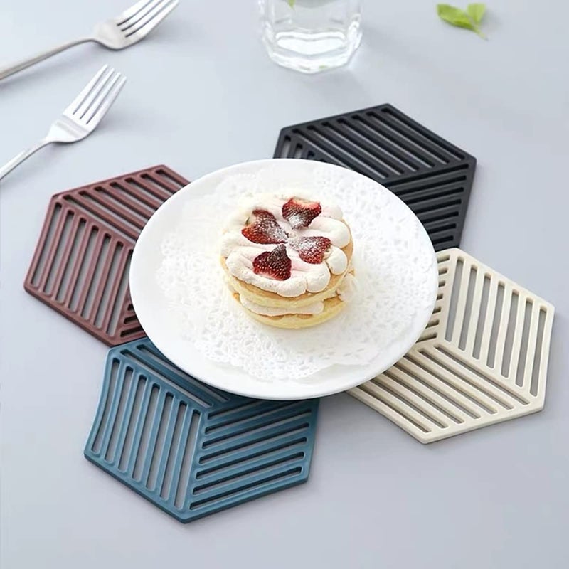 Bliss Times Bliss Times Silicone Table Trivet Mat - Trivet Mats Silicone Table Mats Heat Resistant Hot Pans Non-Slip Pot Holders Coasters for Dining Table for Hot Pots Silicone Mats for Kitchen Counter 4 Pcs - Image 4