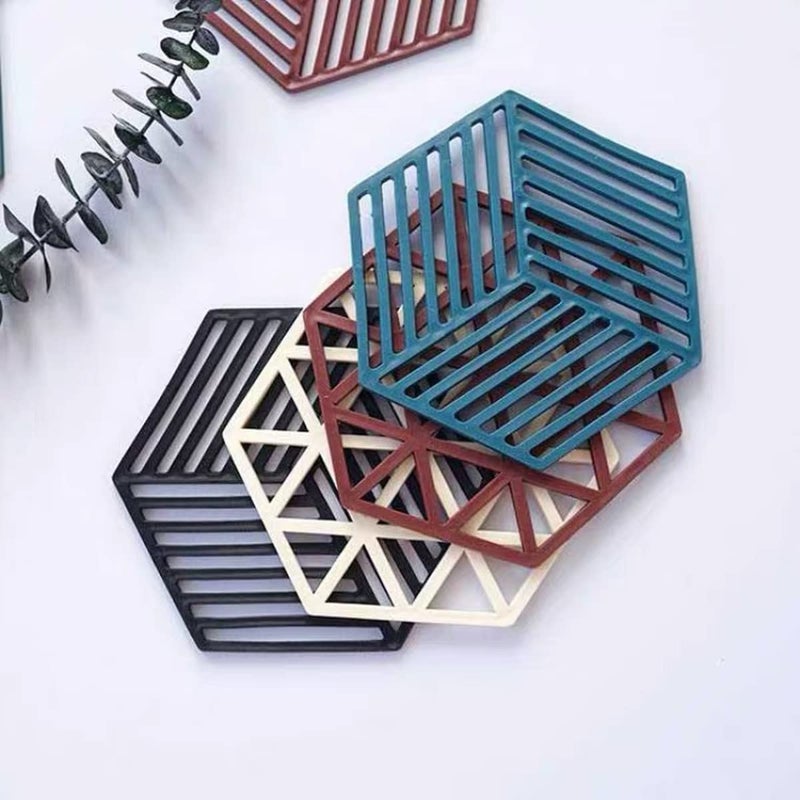Bliss Times Bliss Times Silicone Table Trivet Mat - Trivet Mats Silicone Table Mats Heat Resistant Hot Pans Non-Slip Pot Holders Coasters for Dining Table for Hot Pots Silicone Mats for Kitchen Counter 4 Pcs - Image 1