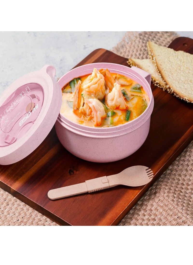 SYOSI - SYOSI Microwave Ramen Bowl Cooker With Lid, Food Grade  Instant Noodle Bowl Soup Bowl Bpa Free for Office College Dorm Room Microwave Instant Cooking (850ml Pink) - Image 1