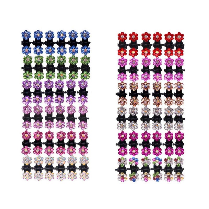 72 PCS Mini Hair Claw Clips Rhinestone Flower Hair Clips NoSlip Grip Jaw Clips Glitter Teeth Clips Rhinestone Hair Pin Hair Accessories