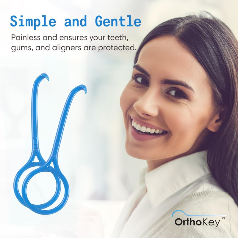 OrthoKey أداة إزالة التقويم الشفاف أورثوكي | تقويم قابل للإزالة غير مرئي، طقم أسنان، حوامل، مفتاح إزالة المثبتات | مستلزمات تقويم الأسنان الشخصية، بدرجة طبية لتنظيف التقويم واستخدام السفر | (عبوة 2) زرقاء - Image 4