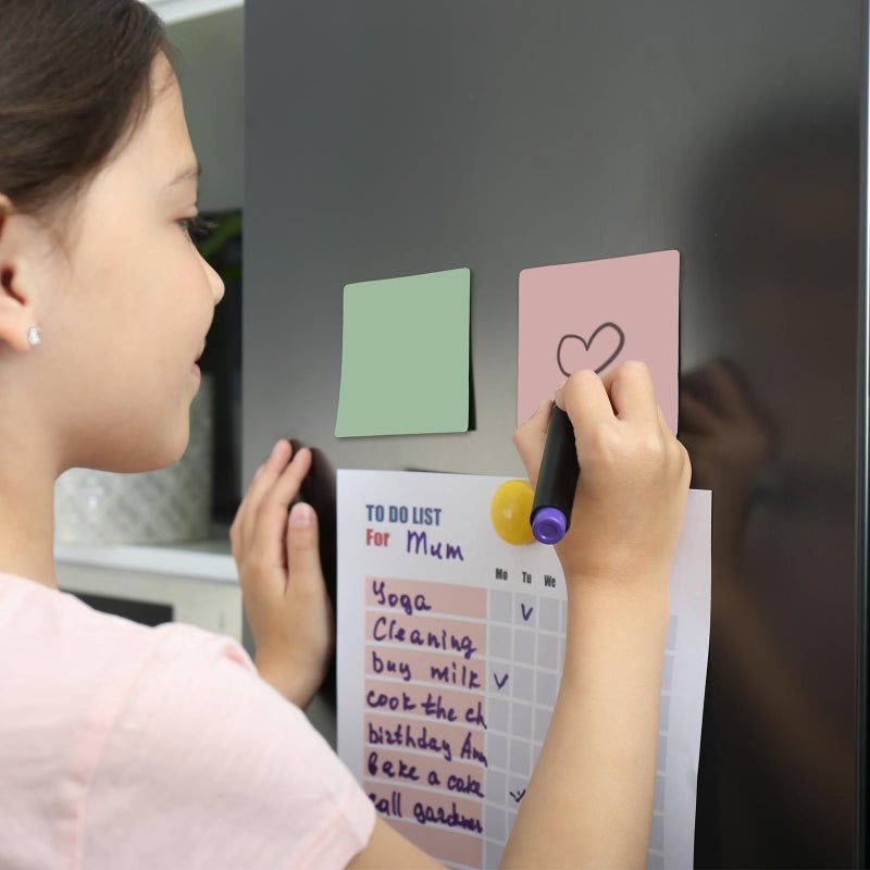 Tenceur 24 Pcs Reusable Dry Erase Sticky Notes 3"x 3" Whiteboard Labels Peel & Stick Dry Erase Colorful Labels and 2 Black Marker for Office Classroom Home Notes Lists Reminders Planning Teach(Morandi Color) - Image 4
