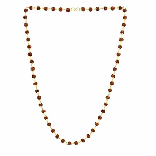 Divine Hindu Silver Plated Rudraksha Necklace for Men & Women | Natural Rudraksha Beads Chain Mala | Spiritual Meditation & Prayer Beads | Positive Energy Prayer Mala | Religious Gift - Image 1