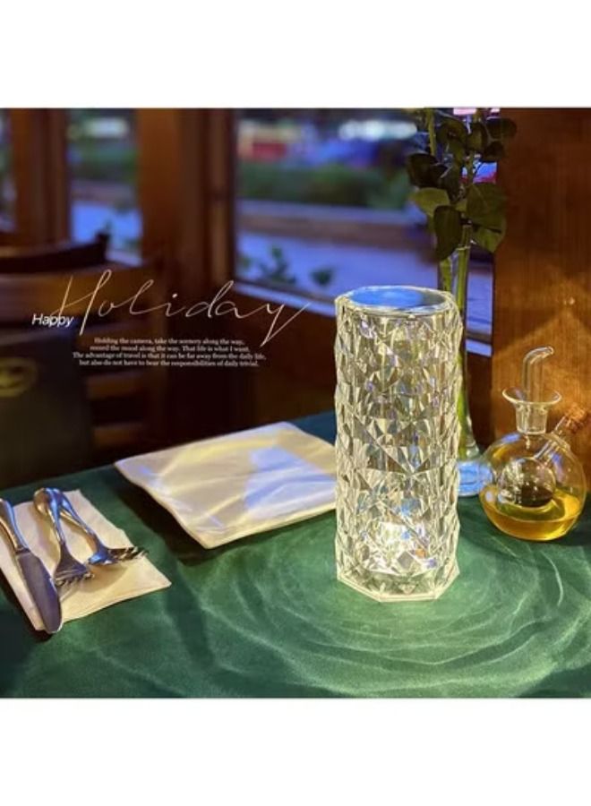 ACLIX USB Touch Crystal Diamond Table Lamp With Three Colour Lighting White - Image 3