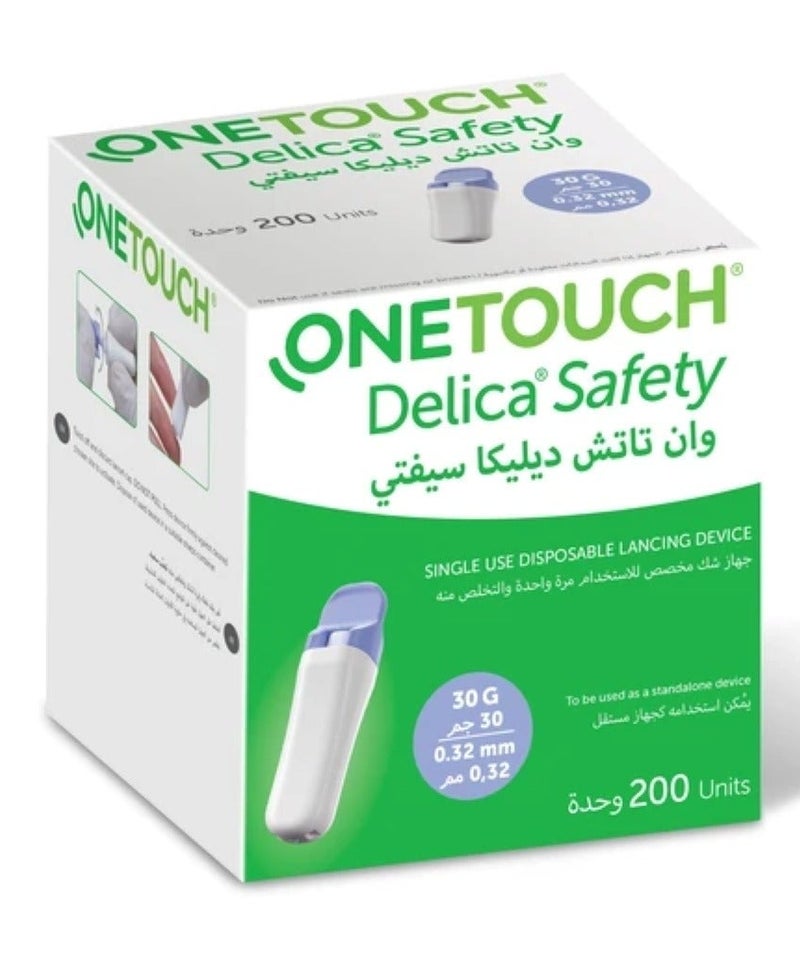 ون تاتش أبر وخز وان تاتش ديليكا سيفتي OneTouch Delica Safety مقاس 30G سمك 0.32 مم | جهاز شك طبي آمن للاستخدام مرة واحدة - عبوة 200 قطعة (جودة عالمية من LifeScan) - Image 2
