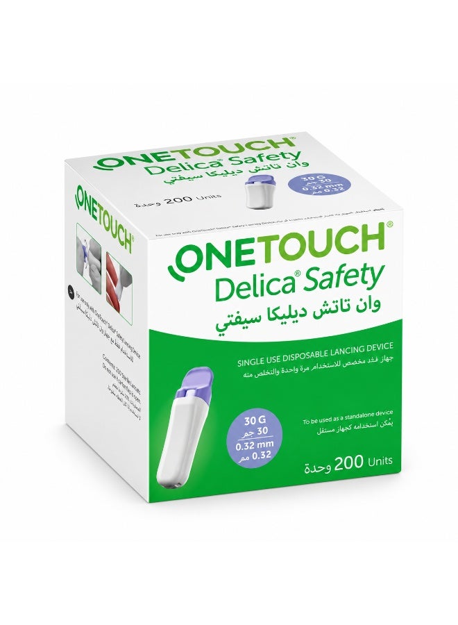 ون تاتش أبر وخز وان تاتش ديليكا سيفتي OneTouch Delica Safety مقاس 30G سمك 0.32 مم | جهاز شك طبي آمن للاستخدام مرة واحدة - عبوة 200 قطعة (جودة عالمية من LifeScan) - Image 2