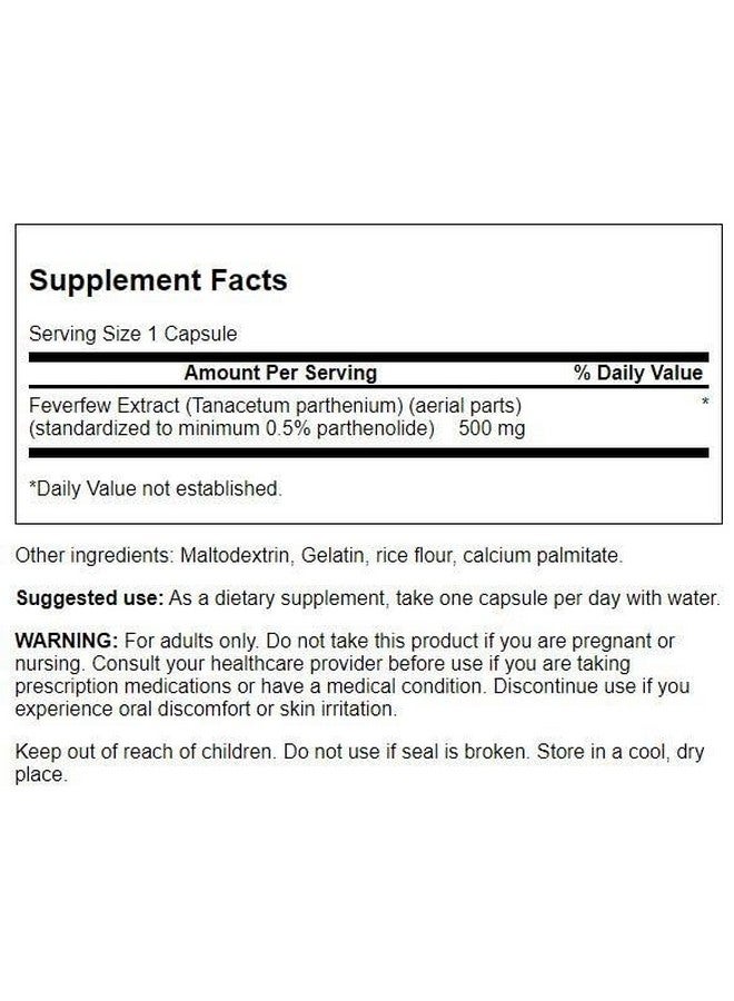 Swanson Feverfew Extract 500 Milligrams 60 Capsules - Image 2