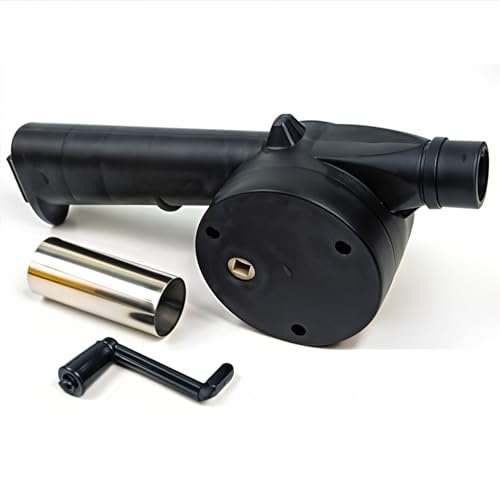 FRESHOME Hand Crank BBQ Fan Air Blower, Portable Barbeque Air Blower with Manual Handle and Metal Air Outlet, Grill Stove Flame Exciter Tool for Outdoor Barbecue, Camping- RA019 - Black - Image 5