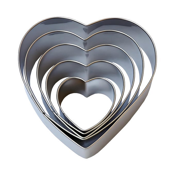 HEART COOKIE CUTTER SET 5 PIECE 4 3 25 2 34 2 15 1 58 HEART SHAPED BISCUIT CUTTERS