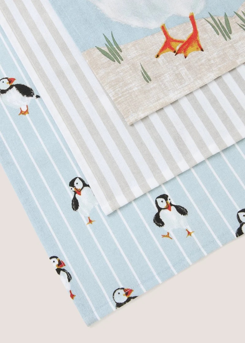 Matalan 3 Pack Blue Sealife Animal Tea Towels