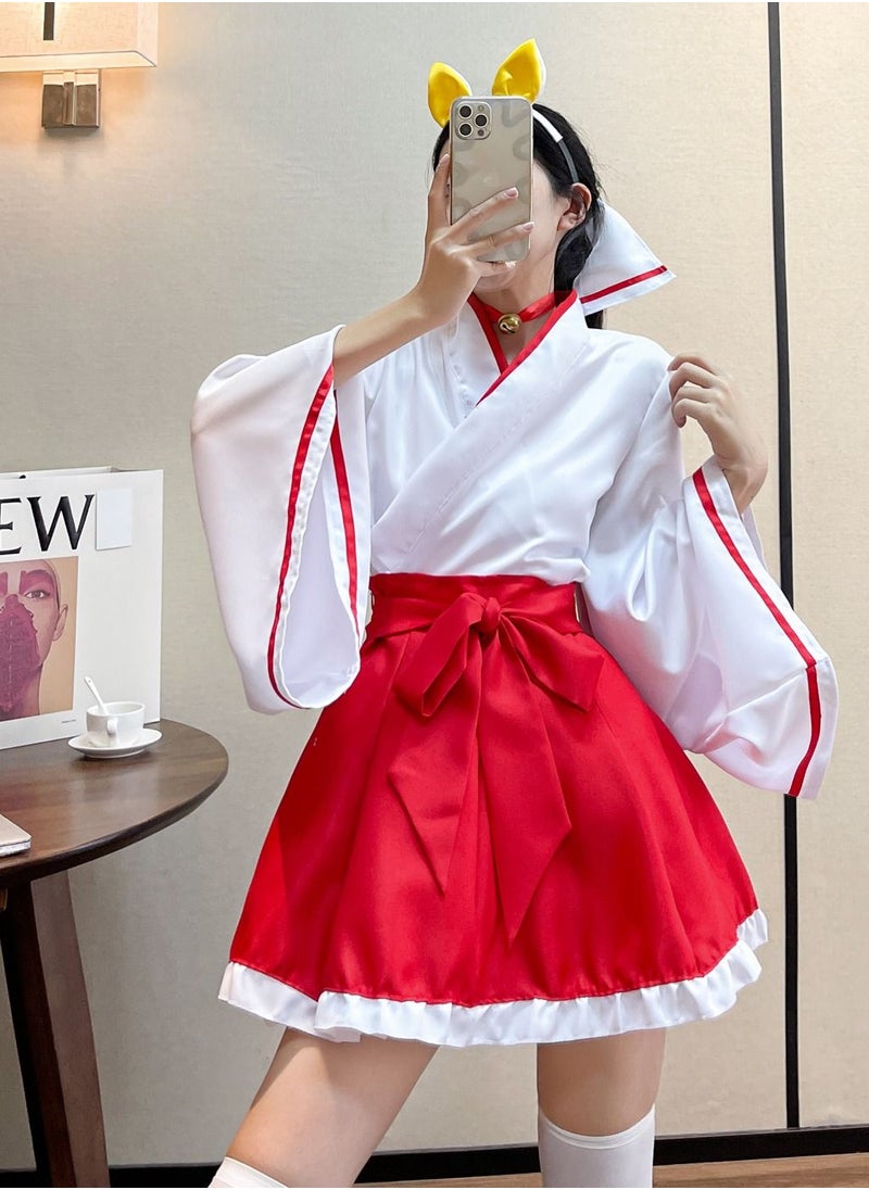 Loquat White Ghost Courtyard Awe-inspiring Butterfly Atavistic Witch Kimono Cosplay Red  - Image 1