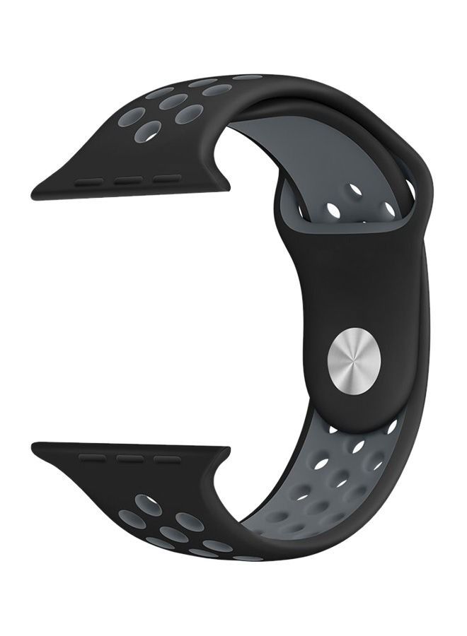Silicone Replacement Strap For Apple Watch Series 5/6/7 38/40/41mm Black/Grey - Image 3