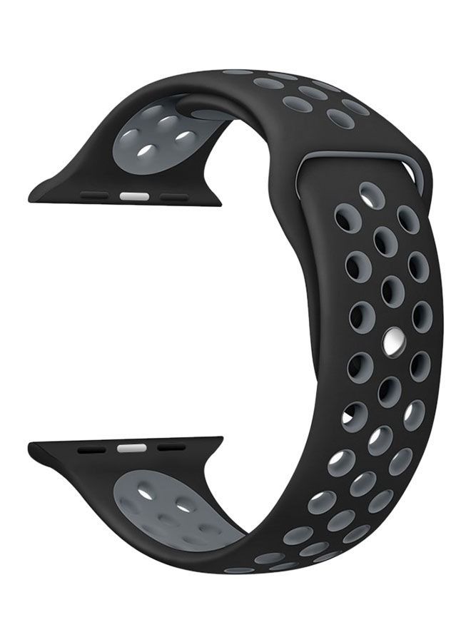 Silicone Replacement Strap For Apple Watch Series 5/6/7 38/40/41mm Black/Grey - Image 1