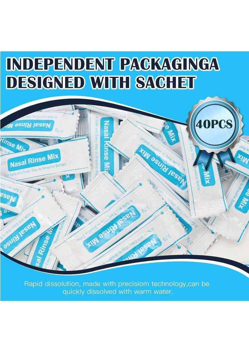 Joyelink Nasal Cleaner 2.7g X 40 Packs, Nasal Cleansing, for Neti Pots and Nasal Rinsing Systems, the Salt Packs Effectively Rinse the Sinuses and Treat Allergies and Nasal Congestion  - Image 3