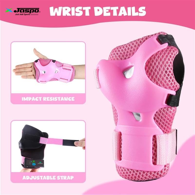 Jaspo Secure Hybrid Protective Gear Set - Knee, Elbow, and Wrist Guards with HDPE Shell, Polyester Mesh, EVA Foam & Soft PU Cushioning for Skating, Cycling - Image 3