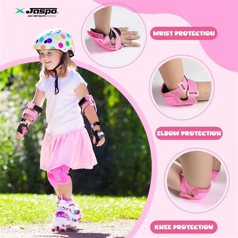 Jaspo Secure Hybrid Protective Gear Set - Knee, Elbow, and Wrist Guards with HDPE Shell, Polyester Mesh, EVA Foam & Soft PU Cushioning for Skating, Cycling - Image 2