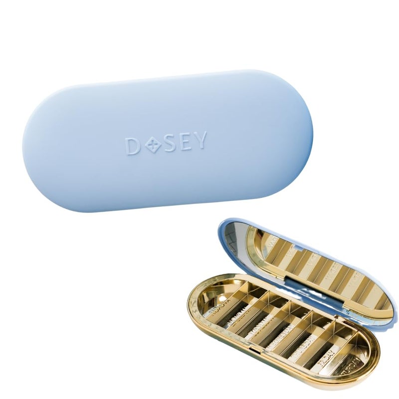 Dosey 7 Day Pill Compact Travel Pill Organizer - Pill Case with 7 Pill Compartments for Medicine Storage & Protection â€“ Stylish & Elegant Medication Organizer with Mirror, Blush - Image 1
