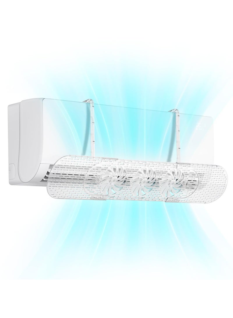 Adjustable AC Vent Deflector with Mini Fans, Enhance Indoor Airflow and Comfort, Anti-Direct Blowing Shield for Split Air Conditioners - Image 1