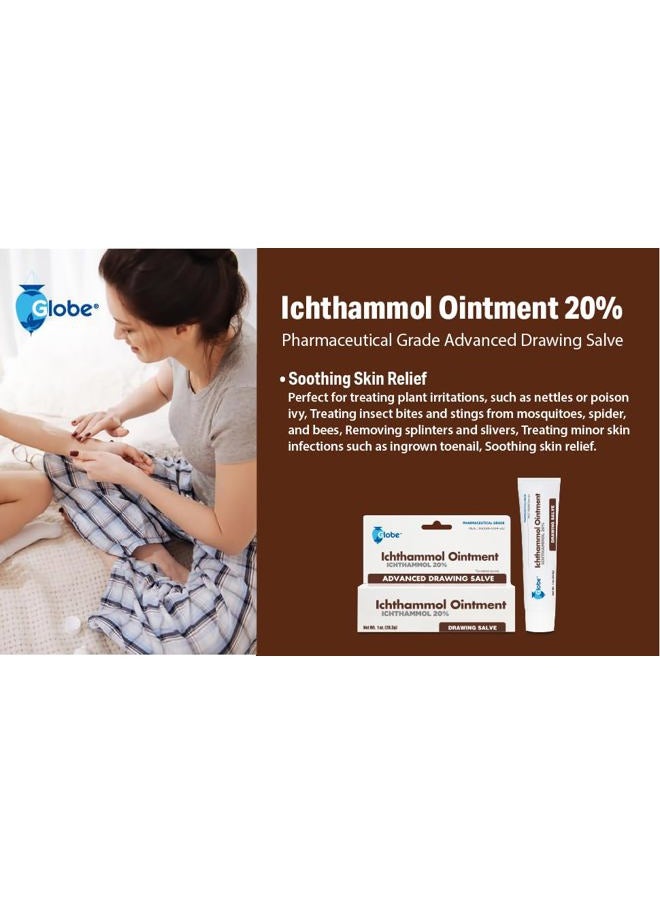 Globe Ichthammol Ointment 20% (Drawing Salve) 1 OZ - Soothing Skin Relief, Treatment of Eczema, Acne, Boils, Splinters, Bee Stings - Maximum Strength  - Image 3