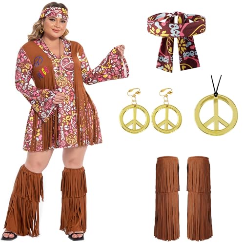 Fairycece 70s Dress for Women 70 Styles Clothing for Women Hippie Costume Plus Size - Image 1
