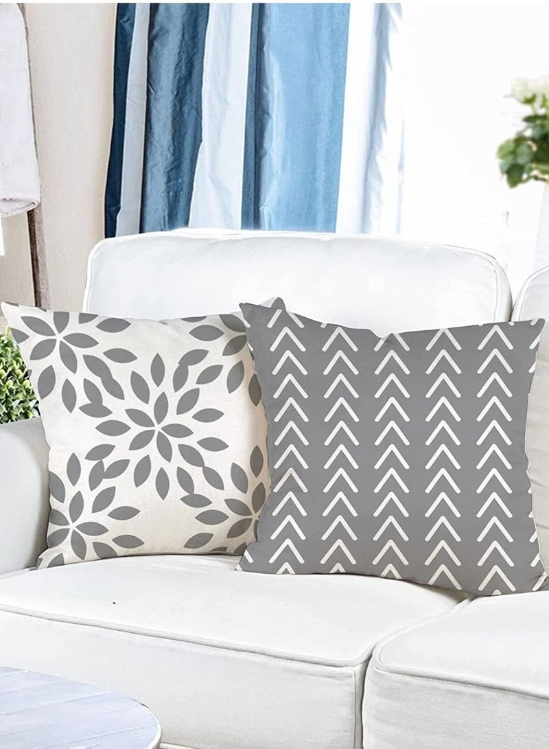 Captaintech Pillow Covers 18x18 Set of 4, Modern Sofa Throw Pillow Cover, Decorative Outdoor Linen Fabric Pillow Case for Couch Bed Car 45x45cm (Gray, 18x18,Set of 4) - Image 3