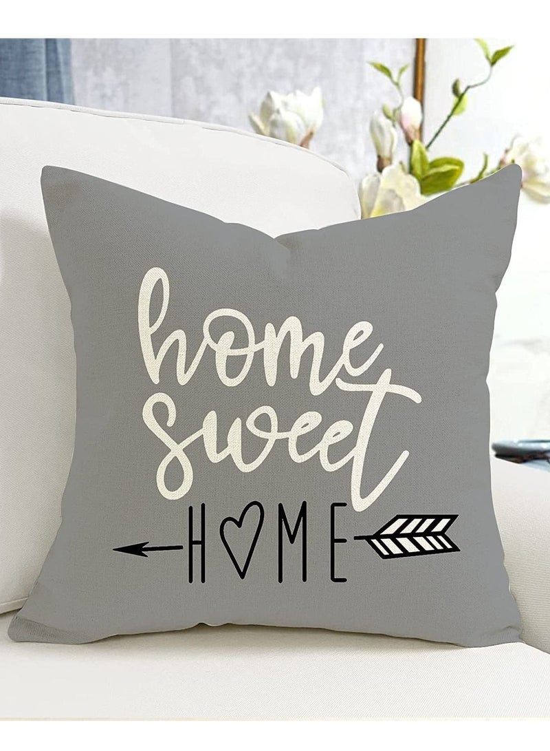 Captaintech Pillow Covers 18x18 Set of 4, Modern Sofa Throw Pillow Cover, Decorative Outdoor Linen Fabric Pillow Case for Couch Bed Car 45x45cm (Gray, 18x18,Set of 4) - Image 4