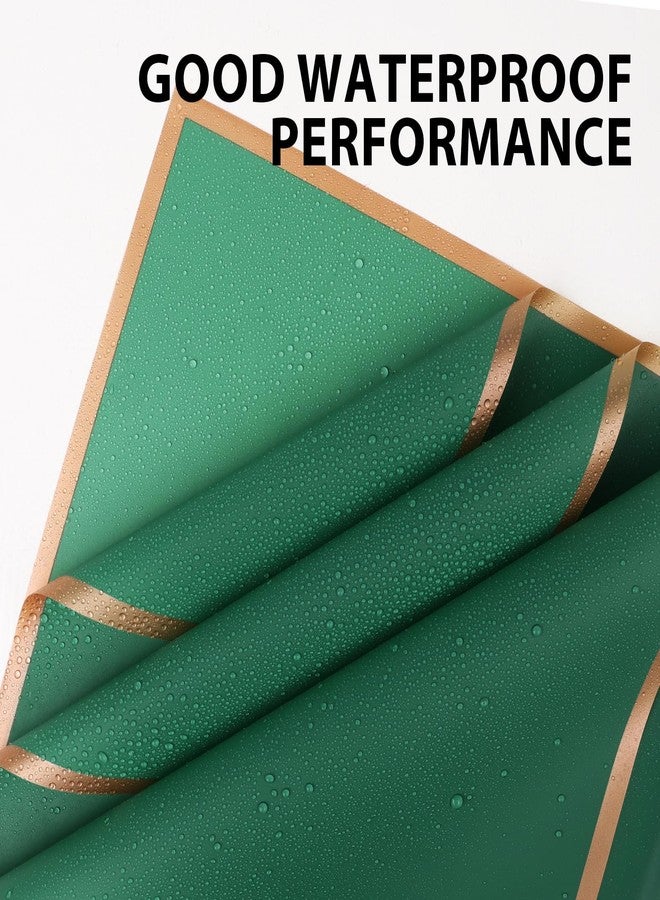 NESCCI 20 Sheet Flower Wrapping Paper - Waterproof Floral Bouquet Wrapping Paper, Florist Supplies Packaging Paper for Wedding Birthday Gift DIY (Dark green) - Image 3
