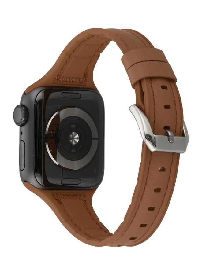 NIBEMINENT Replacement Watchband For Apple Watch Series 7 45mm/6 & SE 5 4 44mm/3 2 1 42mm Brown - Image 4