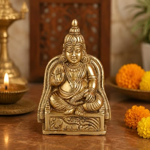 Kartique Karique Brass Kuber Murti for Home | Kubera Idol for Tijori, Locker, Safe | Vastu Decorative Items for Home & Office | Money, Mahadosh Nivaran Murti | 4.5 Inch - Image 3