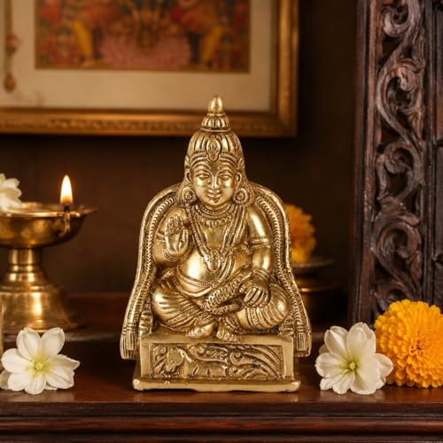 Kartique Karique Brass Kuber Murti for Home | Kubera Idol for Tijori, Locker, Safe | Vastu Decorative Items for Home & Office | Money, Mahadosh Nivaran Murti | 4.5 Inch - Image 4