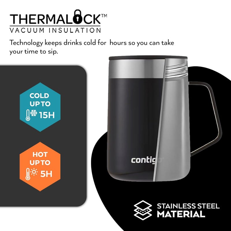 Contigo Streeterville Desk Mug 420 ML Insulated Coffee Mug with Stainless Steel Handle Thermalock Vacuum Insulation Keeps Coffee Tea Hot up to 5 Hours Coffee Mug for Office Home Licorice - Image 2