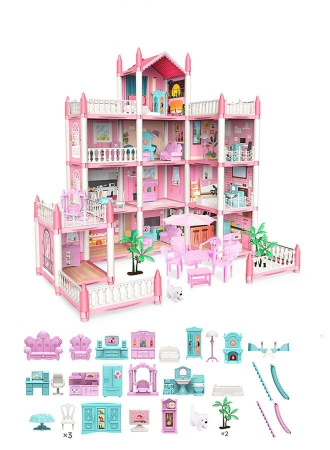 DURKU Luxury Dreamhouse Playset with 4 Dolls and Rich Furniture, Educational DIY Dollhouse Kit, 11 Room Villa Building Toys, Safe ABS Plastic Material, Simple Assembly, Ideal Creative Gift for Children - Image 2