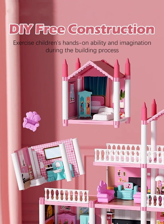 DURKU Luxury Dreamhouse Playset with 4 Dolls and Rich Furniture, Educational DIY Dollhouse Kit, 11 Room Villa Building Toys, Safe ABS Plastic Material, Simple Assembly, Ideal Creative Gift for Children - Image 3