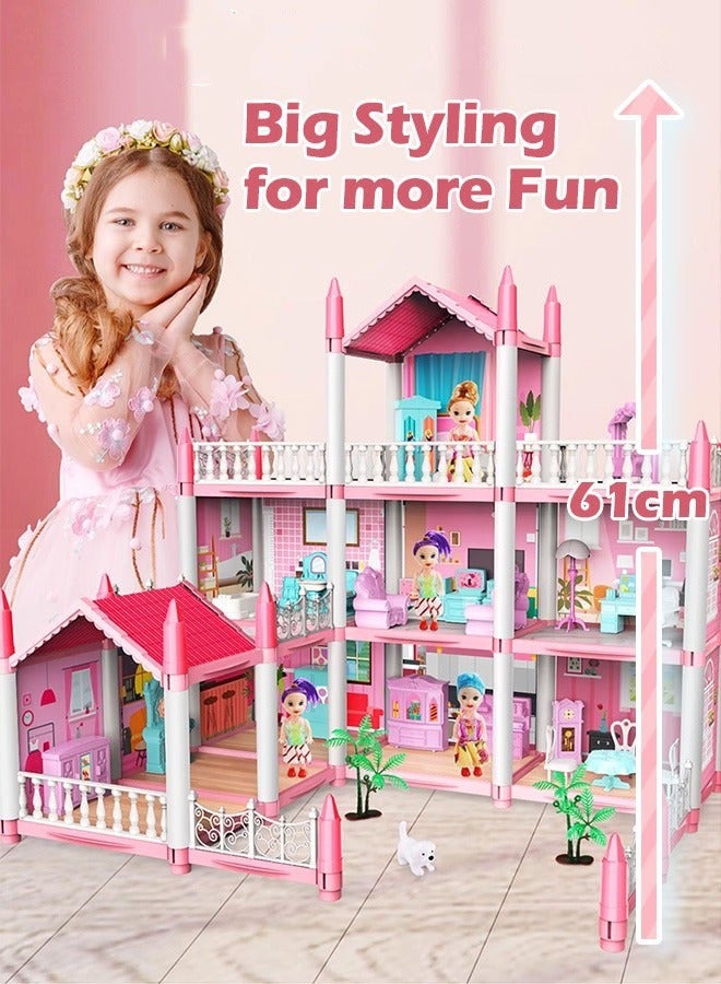DURKU Luxury Dreamhouse Playset with 4 Dolls and Rich Furniture, Educational DIY Dollhouse Kit, 11 Room Villa Building Toys, Safe ABS Plastic Material, Simple Assembly, Ideal Creative Gift for Children - Image 4
