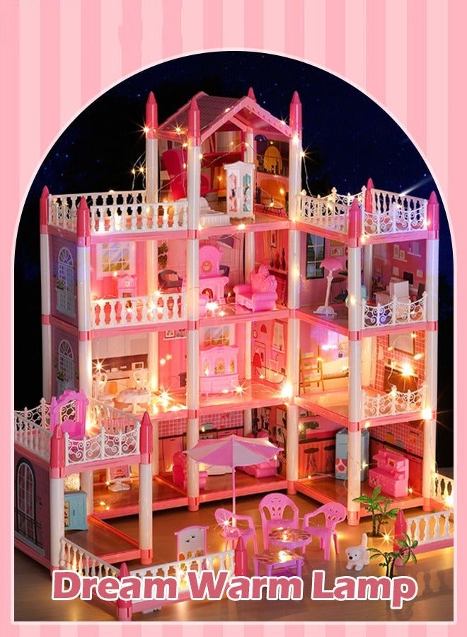 DURKU Luxury Dreamhouse Playset with 4 Dolls and Rich Furniture, Educational DIY Dollhouse Kit, 11 Room Villa Building Toys, Safe ABS Plastic Material, Simple Assembly, Ideal Creative Gift for Children - Image 5