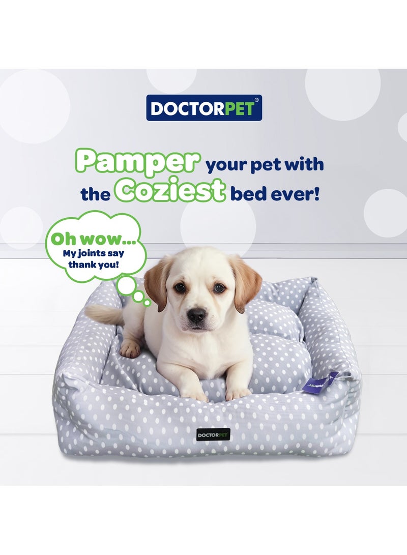 DOCTERPET سرير الحيوانات الأليفة مستطيل من دكتور بيت سلسلة ماكارون صغير - 60x50x19 سم - قماش ناعم قابل للغسل، وسادة قابلة للعكس، قاعدة غير قابلة للانزلاق - مثالي للقطط والكلاب الصغيرة - Image 2