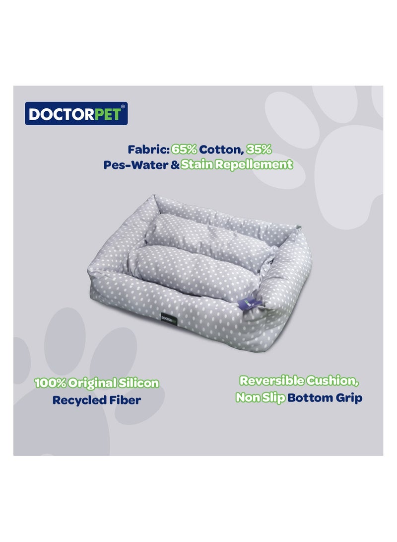 DOCTERPET سرير الحيوانات الأليفة مستطيل من دكتور بيت سلسلة ماكارون صغير - 60x50x19 سم - قماش ناعم قابل للغسل، وسادة قابلة للعكس، قاعدة غير قابلة للانزلاق - مثالي للقطط والكلاب الصغيرة - Image 4