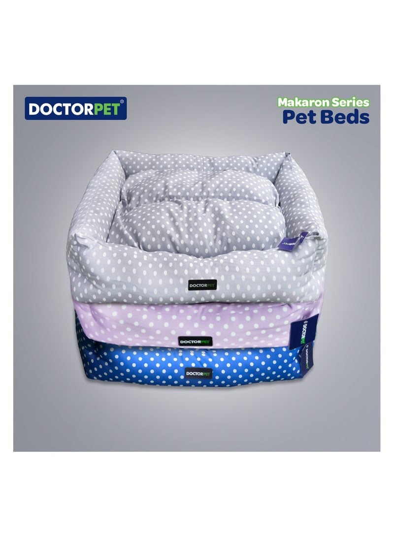 DOCTERPET سرير الحيوانات الأليفة مستطيل من دكتور بيت سلسلة ماكارون صغير - 60x50x19 سم - قماش ناعم قابل للغسل، وسادة قابلة للعكس، قاعدة غير قابلة للانزلاق - مثالي للقطط والكلاب الصغيرة - Image 5