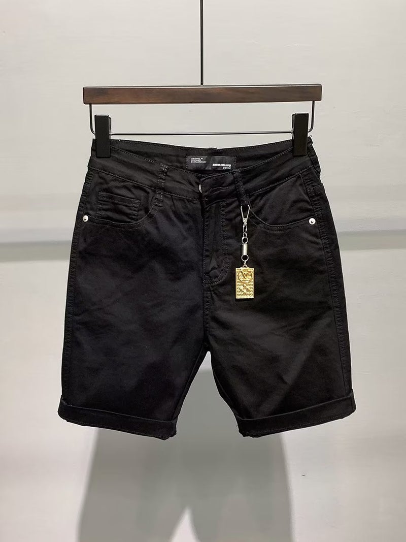 Summer Black Trendy Brand Crane Pants Shorts Mens Multi-pocket Casual Pants Trendy All-match Loose Straight Pants Black 