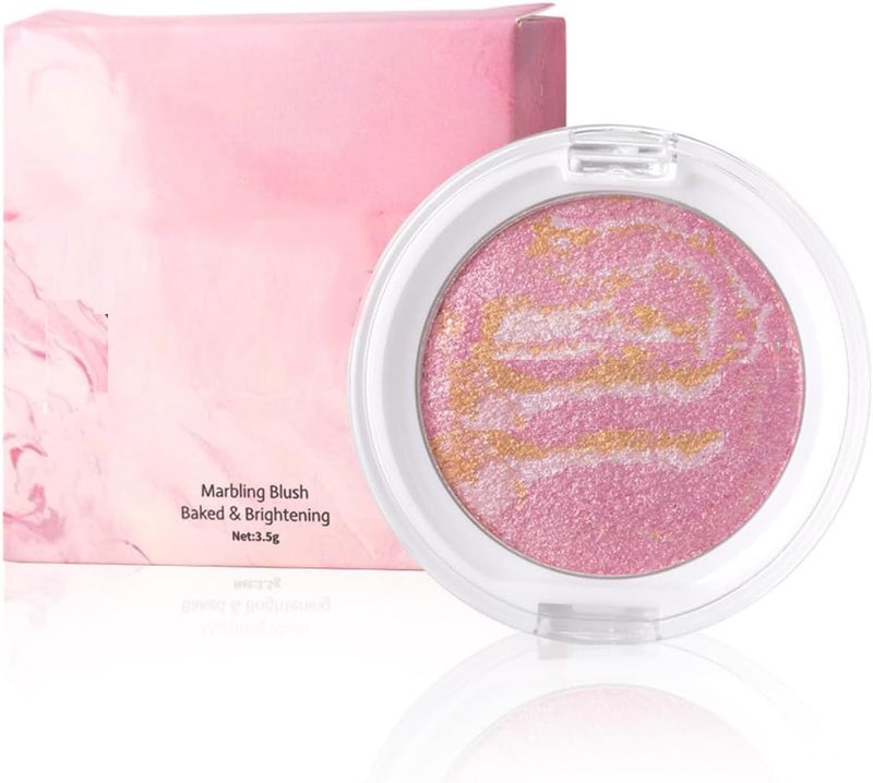 Blush with Shimmer Blush Highlighter Powder Pearlescent Glitter Makup Palette ThreeColour Mixed Blushers Highlighter Powder Brightening Marble Texture 01 Pink